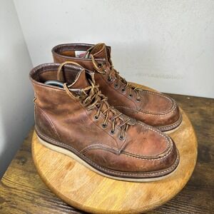 Red Wing 1907 Heritage Moc Toe Boots Mens 9.5 D Copper Rough & Tough Brown